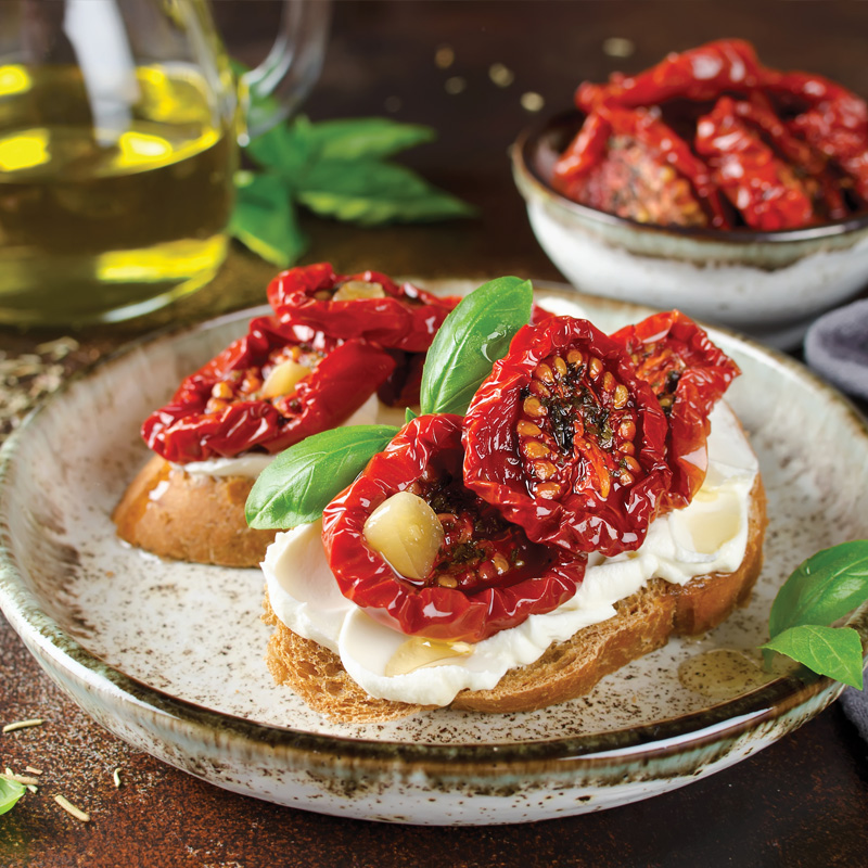 >Sun-dried Tomato Ricotta Crostini Appetizer